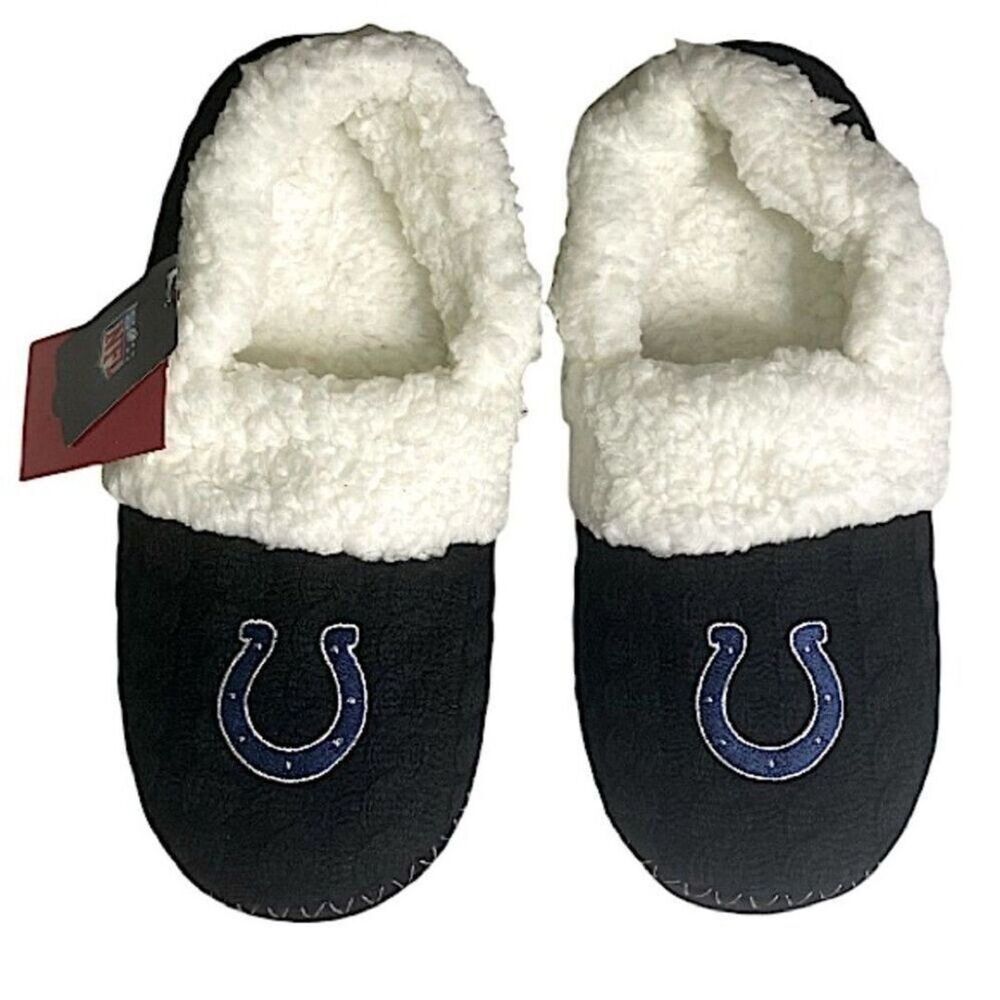 Indianapolis Colts Slippers Women XL 11-12 Moccasin Plush Football Core